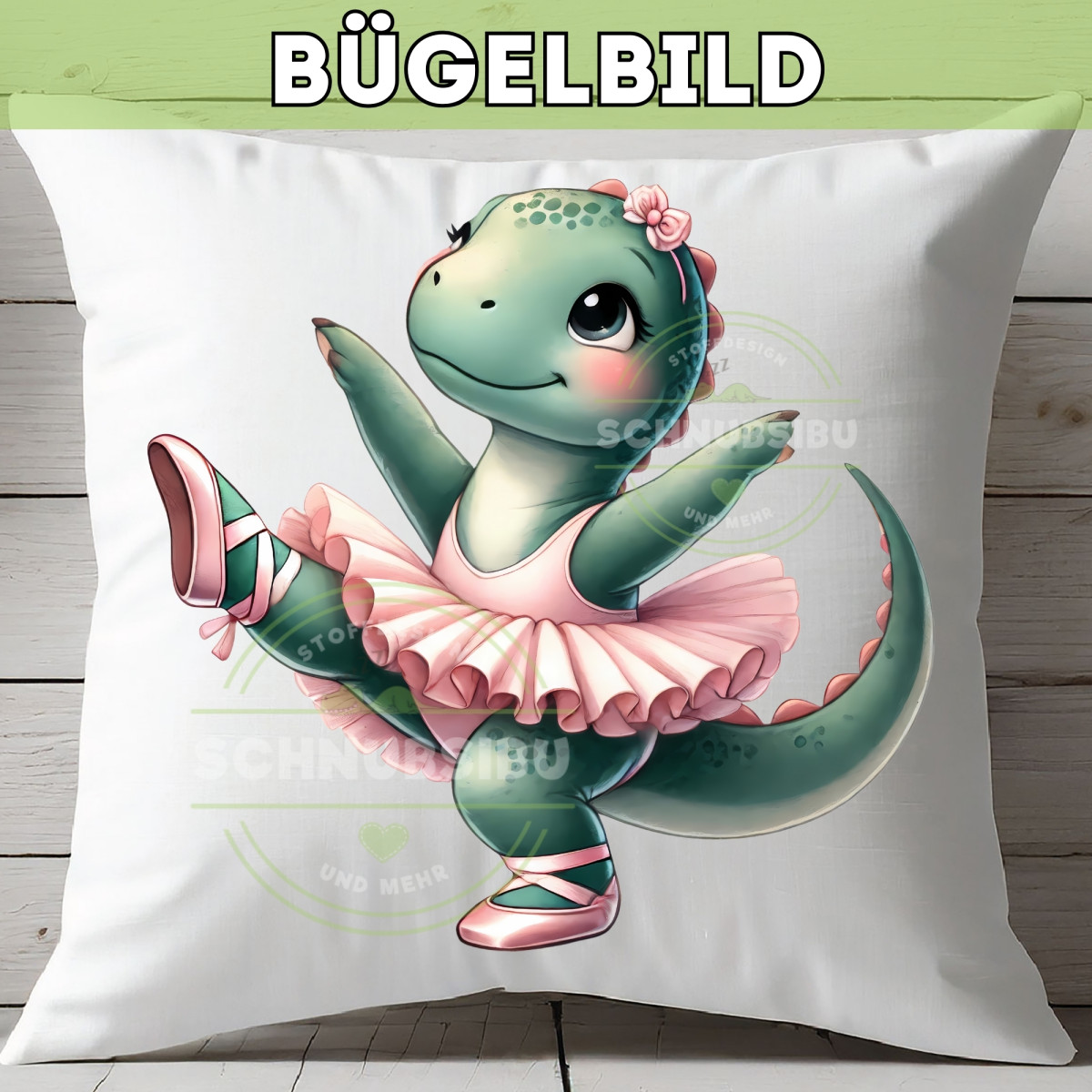 Bügelbild Niedliche Dino Ballerina